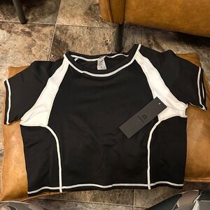 Mono B Black and White Contrast Crop Top